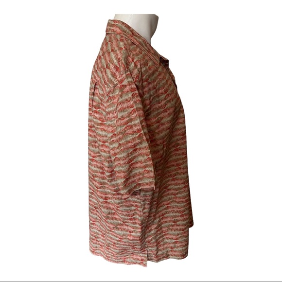 LL Bean Mens Adobe Orange Mountains Printed Tropics Cotton Camp Shirt - Picture 5 of 10